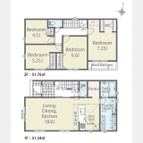 東大和市南街3丁目〈新築〉多摩モノレール「上北台」駅徒歩17分　4LDK　広々LDK18帖　パントリー　ランドリースペース　ウォークインクローゼット　フリースペース　キッチン折下天井　並列駐車2台可　全2棟②号棟