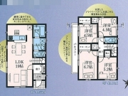 武蔵村山市神明3丁目〈新築〉多摩モノレール「上北台」駅徒歩16分　4LDK　太陽光発電設備標準搭載　リビング全体を見渡せる対面キッチンを採用　リビングイン階段　家事動線良好　防犯カメラ　浴室換気暖房乾燥機　制震装置　省エネ住宅　全8棟①号棟