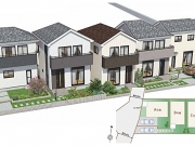 東大和市中央4丁目〈新築〉多摩モノレール「上北台」駅徒歩15分　3LDK　ZEH水準の省エネ住宅　庭先3.2ｍ超え　リビングイン階段　家事動線良好　浄水器　1坪タイプシステムバス　浴室乾燥機　全5棟B号棟