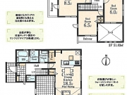 東大和市中央2丁目〈新築〉西武拝島線「東大和市」駅徒歩20分　4LDK　太陽光発電搭載　ウォークインクローゼット2　浄水器　浴室乾燥機　設計建物性能評価・保証も充実　全2棟①号棟