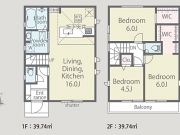 武蔵村山市三ツ藤1丁目〈新築〉西武拝島線「西武立川」駅バス24分停歩6分　3LDK＋カースペース2台　リビングイン階段　水回り動線の良いプラン　断熱等級6（省エネ）　耐震等級3　2ウォークインクローゼット　全4棟①