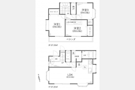 武蔵村山市学園3丁目〈中古〉多摩モノレール「上北台」駅徒歩20分　3LDK＋小屋裏収納　納戸　リフォーム済　陽当たりの良い広い庭付き住戸　商業施設充実　住環境良好　浄水器　浴室乾燥機