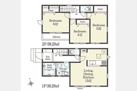 立川市砂川町7丁目〈新築〉西武拝島線「玉川上水」駅徒歩18分　3LDK　全室南向き　保証、建物性能評価、設備、仕様も充実　防犯カギ　宅配ボックス　浴室乾燥機　食洗機　浄水器