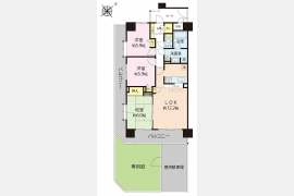 立川市一番町1丁目　西武拝島線「西武立川」駅徒歩14分　専用庭付　南東角部屋に付き陽当たり良好　平置き専用駐車場隣接　商業施設や公園など周辺施設が充実