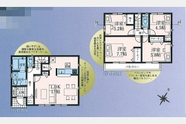武蔵村山市神明3丁目〈新築〉多摩モノレール「上北台」駅徒歩16分　3LDK　太陽光発電設備標準搭載　2階にプライベートを楽しむ4部屋を配したプラン　幅広バルコニー　防犯カメラ　浴室換気暖房乾燥機　制震装置　省エネ住宅　全8棟⑥号棟