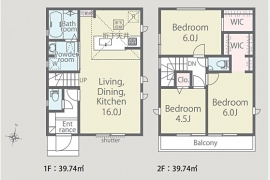 武蔵村山市三ツ藤1丁目〈新築〉西武拝島線「西武立川」駅バス24分停歩6分　3LDK＋カースペース2台　リビングイン階段　水回り動線の良いプラン　断熱等級6（省エネ）　耐震等級3　2ウォークインクローゼット　全4棟①