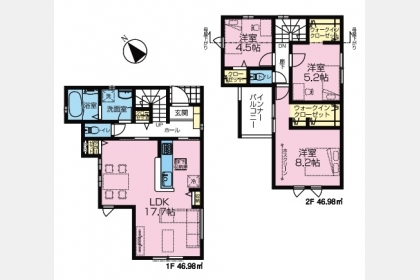 武蔵村山市神明2丁目〈新築戸建〉 多摩モノレール「上北台」駅徒歩19分 3LDK 建物89.91m² 土地130.27m²