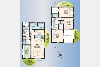 立川市上砂町3丁目〈新築〉西武拝島線「武蔵砂川」駅徒歩15分　4LDK　太陽光発電設備標準搭載　制震装置　　ウォークインクローゼット2　広々バルコニー　駐車2台可　全3区画③号棟