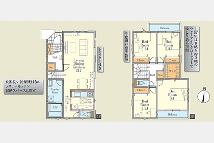 東大和市南街1丁目〈新築〉西武拝島線「東大和市」駅徒歩14分　4LDK　ZEH水準の省エネ住宅　広々21帖LDK　リビングイン階段　家事動線良好　全窓網戸標準装備　並列駐車2台可　食器洗浄乾燥機　浄水器　浴室乾燥機　24時間換気