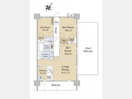 立川市栄町4丁目〈中古〉JR中央線・南武線・青梅線「立川」駅　徒歩19分　角部屋　眺望・陽当たり良好　約30㎡ルーフバルコニー　ペット可　24時間ゴミ出し可能　小学校・公園まで徒歩10分圏内　2021年9月リフォーム
