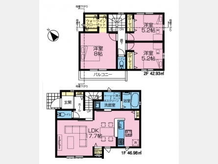 武蔵村山市神明2丁目〈新築戸建〉 多摩モノレール「上北台」駅徒歩19分 3LDK 建物89.91m² 土地130.27m²