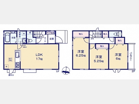 東大和市中央4丁目〈新築〉多摩モノレール「上北台」駅徒歩15分　3LDK　ZEH水準の省エネ住宅　広々17帖のLDK　2台駐車可能　家事動線良好　浄水器　1坪タイプシステムバス　浴室乾燥機　全5棟E号棟