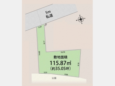 武蔵村山市三ツ藤1丁目〈売地〉西武拝島線「西武立川」駅バス15分停歩5分　教育・公共施設・商業施設などが徒歩圏内に充実　更地渡し　南側公園　陽当たり良好　建築条件なし