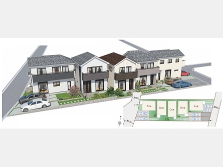 東大和市中央4丁目〈新築〉多摩モノレール「上北台」駅徒歩15分　3LDK　ZEH水準の省エネ住宅　広々17帖のLDK　2台駐車可能　家事動線良好　浄水器　1坪タイプシステムバス　浴室乾燥機　全5棟E号棟