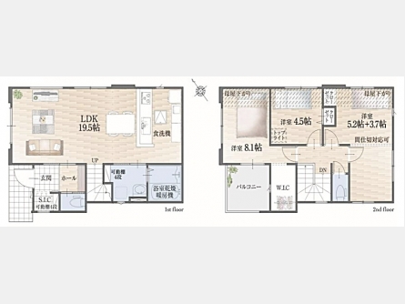 武蔵村山市大南5丁目〈新築〉西武拝島線「玉川上水」駅徒歩14分　3LDK（間仕切り対応で4LDK可）　太陽光パネル設置　リビングイン階段採用　シューズインクローゼット　食器洗い乾燥機　全3棟③号棟