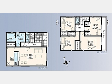 武蔵村山市中原4丁目〈新築〉JR青梅線「昭島」駅バス31分停歩4分　4LDK　太陽光発電設備標準搭載　制震装置「SAFE365」　家事動線良好　浴室暖房換気乾燥機　並列駐車2台可　全9棟⑤号棟