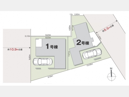 東大和市奈良橋6丁目〈中古〉多摩モノレール「上北台」駅より徒歩13分　2024年3月築の未入居物件　3階建て　ビルトインガレージ　