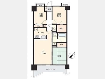 立川市一番町2丁目〈中古〉西武拝島線「西武立川」駅徒歩12分　3LDK　教育・商業施設や公園など周辺施設が充実　東南向き　ペット可