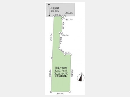 東大和市新堀二丁目〈売地〉 西武国分寺線「・西武拝島線『小川』」駅徒歩21分 87.76m² 古家あり 都市ガス 建築条件なし