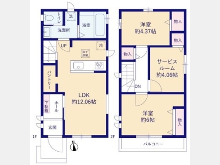 小平市花小金井5丁目〈新築戸建〉 西武新宿線「花小金井」駅バス13分 2SLDK 建物67.28m² 土地84.11m² 都市ガス