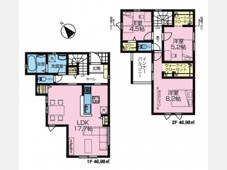武蔵村山市神明2丁目〈新築戸建〉 多摩モノレール「上北台」駅徒歩19分 3LDK 建物89.91m² 土地130.27m²