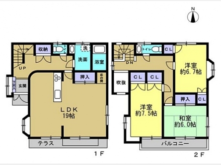 武蔵村山市大南1丁目〈中古〉西武拝島線「武蔵砂川」駅徒歩23分　3LDK　リフォーム住宅　広々19帖LDK　全居室6帖以上で収納豊富　南側が庭となっており陽当たり良好