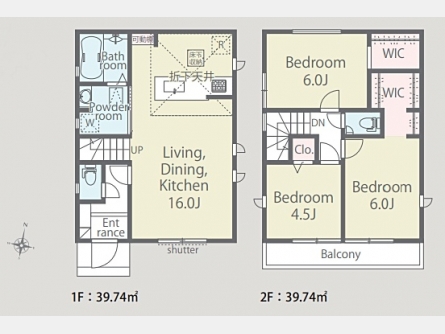 武蔵村山市三ツ藤1丁目〈新築〉西武拝島線「西武立川」駅バス24分停歩6分　3LDK＋カースペース2台　リビングイン階段　水回り動線の良いプラン　断熱等級6（省エネ）　耐震等級3　2ウォークインクローゼット　全4棟①