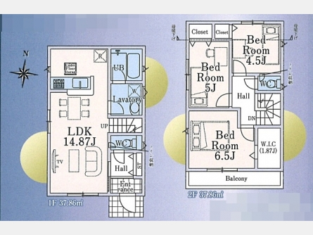 東大和市清水4丁目〈新築〉西武多摩湖線「武蔵大和」駅から徒歩11分　3LDK　太陽光発電設備標準搭載　リビングイン階段採用　ウォークインクローゼット　浴室換気暖房乾燥機