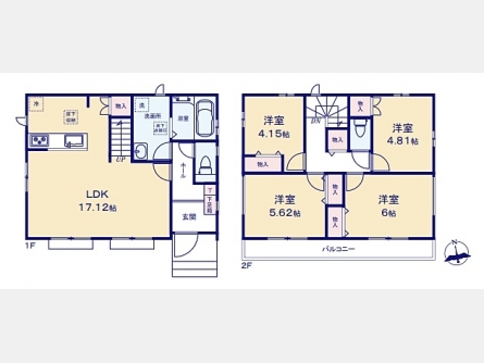 武蔵村山市大南3丁目〈新築〉西武拝島線「武蔵砂川」駅徒歩17分　4LDK　全居室二面採光　庭先・カースペース5m超　リビングイン階段　浄水器　浴室乾燥機　長期優良住宅　ZEH水準の省エネ住宅