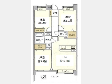 東大和市立野4丁目〈中古〉多摩モノレール「桜街道」駅徒歩1分　東南向き3LDK　リノベーション物件　陽当たり・眺望良好　商業施設や公園など周辺施設が充実